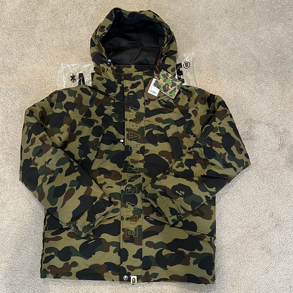 Nwt A Bathing Ape Bape 1st Camo Snowboard Down Jacket Official Green Size L